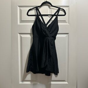 SHEIN Black Babydoll Mini Swim Dress